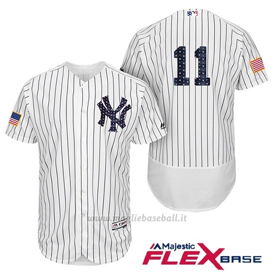 Maglia Baseball Uomo New York Yankees 2017 Estrellas y Rayas Brett Gardner Bianco Flex Base